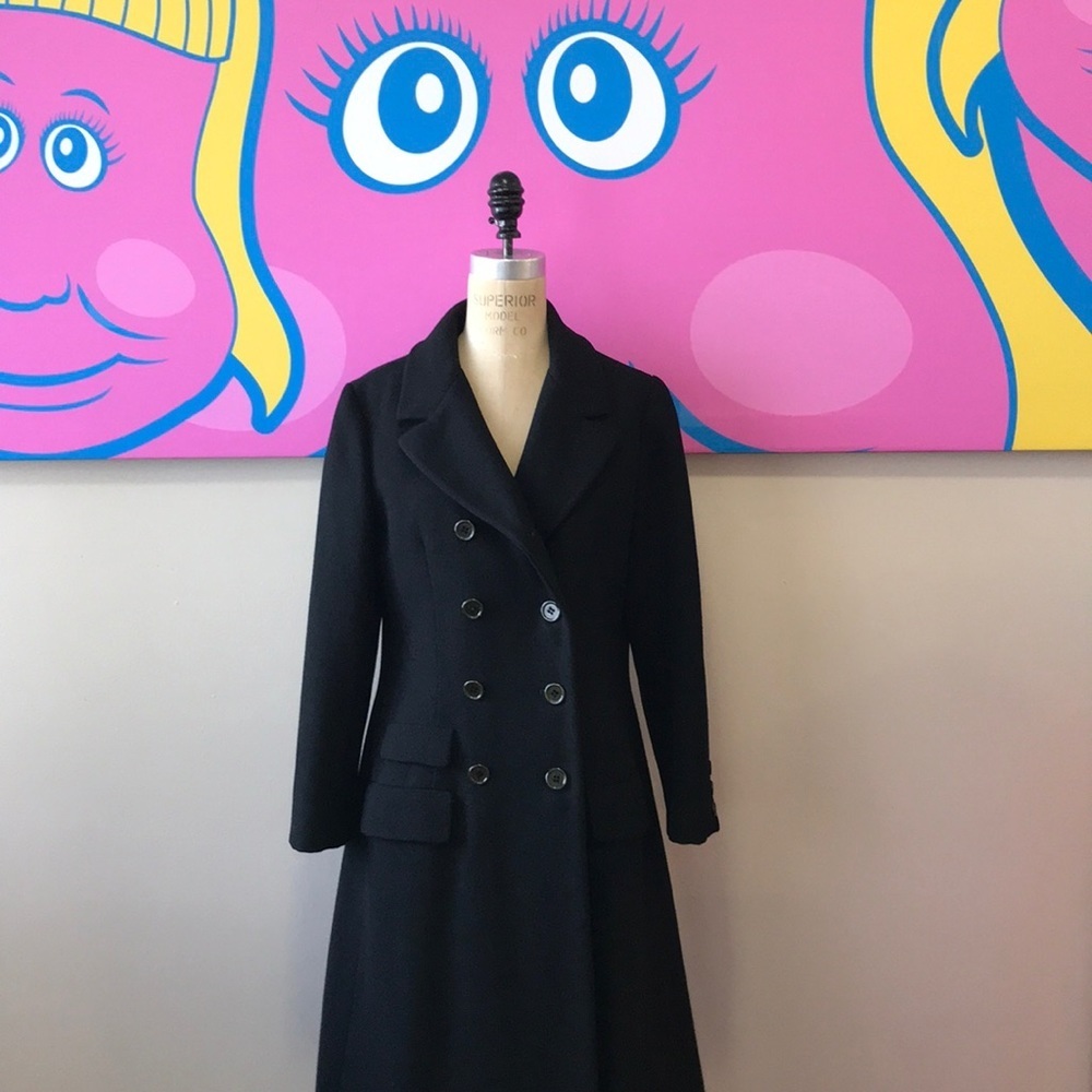 Anne Klein Vintage Black Wool Coat 1970s